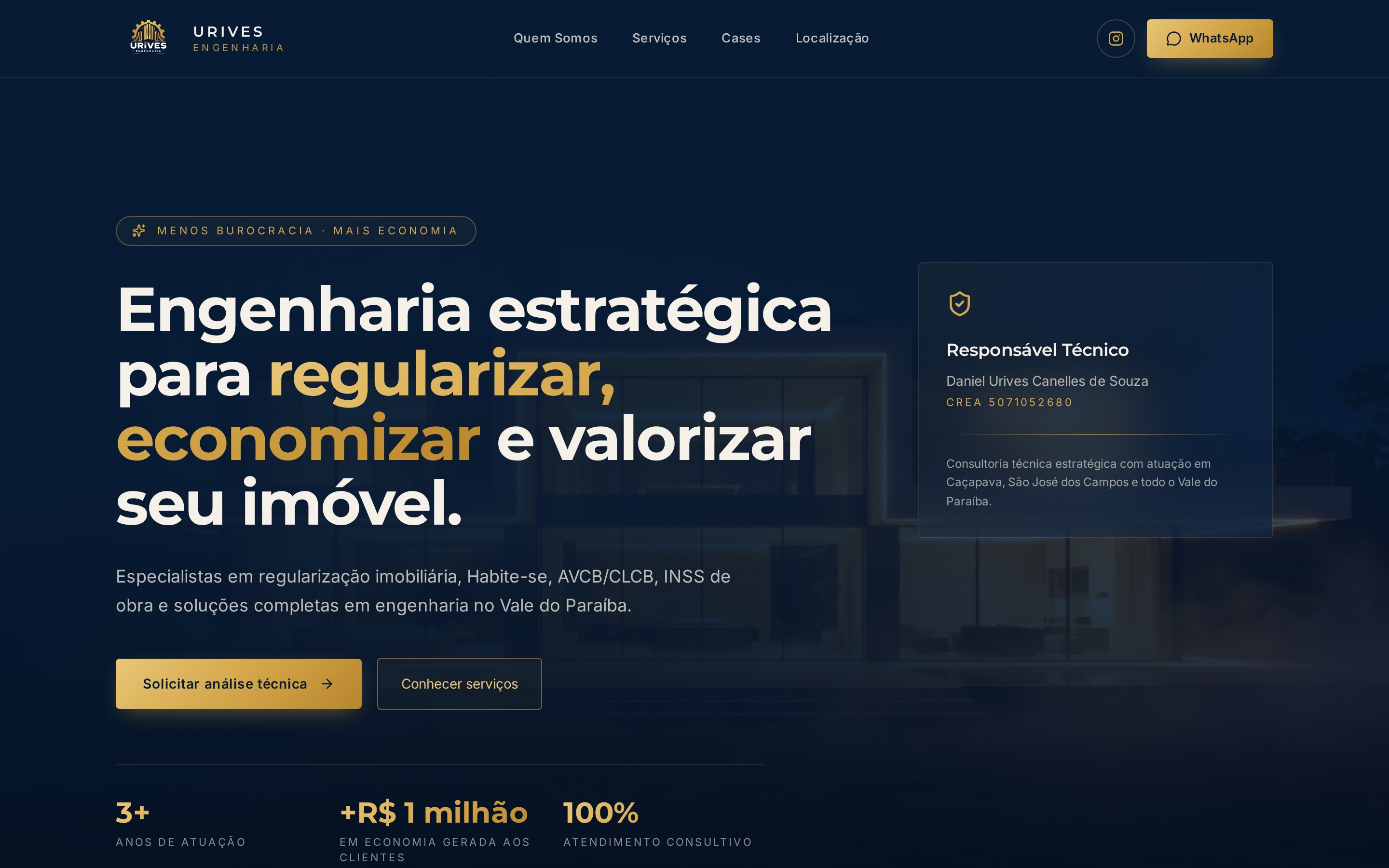 Site Urives Engenharia, projeto Alvo Digital